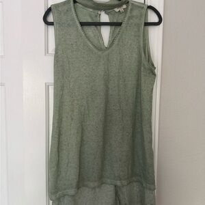 Umgee Light Green Sleeveless Keyhole Neck Tank Top